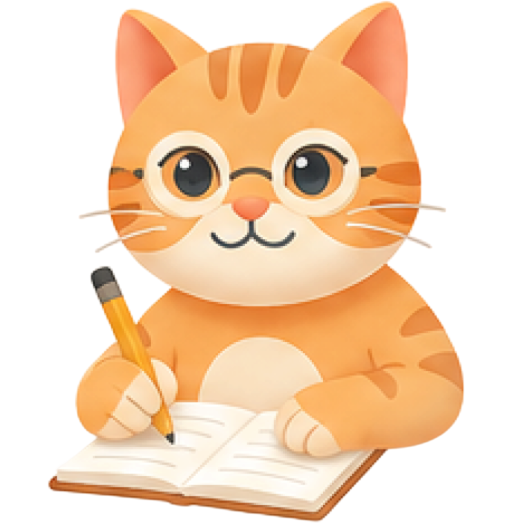 CAT-able mascot writing a health log